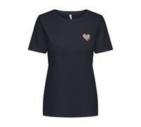 ONLY Damen ONLKITA LIFE S/S LOGO TOP NOOS T-Shirt, Night Sky/Print:Rose Gold Glitter heart, Large