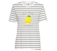 Kurzarmshirt ONLY "ONLKITA S/S TEE JRS NOOS", Damen, Gr. S, cloud dancer stripes:l.pas, sequins lemon, Jersey, Obermaterial: 100% Baumwolle, gestreift, regular fit normal, Rundhals, Shirts, Baumwolle,