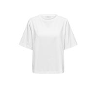 Kurzarmshirt ONLY "ONLLINA S/S BOXY TEE JRS", Damen, Gr. S, weiß, Jersey, Obermaterial: 95% Baumwolle, 5% Elasthan, unifarben, loose fit normal, Rundhals, Shirts, Baumwollmischung, loose fit (59391149