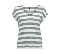 Only Damen T-Shirt Onllira Life S/S V-Neck – V-Ausschnitt, Jersey, Chinois Green/Cloud Dancer, Gr. S