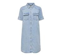 Jeanskleid ONLY "ONLLISA - Denimkleid mit Knopfleiste und Brusttaschen", Damen, Gr. XL, N-Gr, light blau denim, Denim/Jeans, Obermaterial: 90% Baumwolle, 10% Viskose, unifarben, kurz, mit Umschlag, Kl
