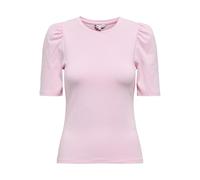 Kurzarmshirt ONLY "ONLLIVE LOVE 2/4 PUFFTOP JRS NOOS", Damen, Gr. XS, pink lady, Jersey, Obermaterial: 95% Baumwolle, 5% Elasthan, unifarben, regular fit normal, Rundhals, Shirts (27407353-XS) pink la