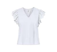 Onllou Life Emb S/S Frill Top WVN