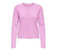 Strickjacke ONLY "ONLLOYAL LIFE LS O-NECK BUT CAR KNT NOOS", Damen, Gr. S, super pink detail:melange, Strick, Obermaterial: 80% Polyester, 20% Nylon, meliert, bequem normal, Rundhals, Strickjacken Str