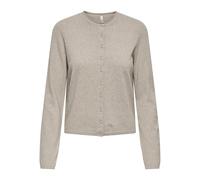 Strickjacke ONLY "ONLLOYAL LIFE LS O-NECK BUT CAR KNT NOOS", Damen, Gr. XL, beige detail:melange, Strick, Obermaterial: 80% Polyester, 20% Nylon, meliert, bequem normal, Rundhals, Strickjacken Strickj