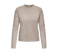 Strickpullover ONLY "ONLLOYAL LS ONECK KNT NOOS", Damen, Gr. XL, beige detail:melange, Strick, Obermaterial: 80% Polyester, 20% Nylon, meliert, normal, Rundhals, Pullover Strickpullover, Materialmix (