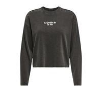 Sweatshirt ONLY "ONLLUCINDA L/S FLOWERS O-NECK UB SWT", Damen, Gr. XL, schwarz print:vitamin sea eternal, Sweatware, Obermaterial: 60% Baumwolle, 40% Polyester, bedruckt, modisch, regular fit normal, 