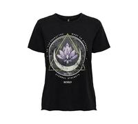 ONLY Damen Bedrucktes T-Shirt | Kurzarm Basic Rundhals Top mit Schrift | Printed Shortsleeve ONLLUCY, Farben:Schwarz-2, Größe:M