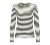 Langarmshirt ONLY "ONLMAI STRIPE L/S TOP JRS NOOS", Damen, Gr. XL, kalamata stripes:weiß, Jersey, Obermaterial: 63% Polyester, 33% Viskose, 4% Elasthan, gestreift, modisch, regular fit, Rundhals, Lang