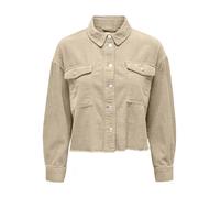Only Boxy Fit Cordjacke aus reiner Baumwolle Modell 'MARINA-ENY LIFE' in Sand, Größe XL