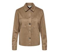 Hemdbluse ONLY "ONLMIRA L/S FAUX SUEDE SHIRT PNT", Damen, Gr. M, toasted coconut, Web, Obermaterial: 95% Polyester, 5% Elasthan, unifarben, regular fit normal, Blusen Hemdbluse, Materialmix, regular f