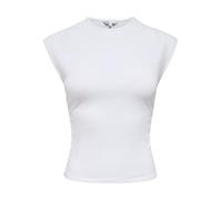 Shirttop ONLY "ONLMIRA CAPSL RUCHING TOP JRS NOOS", Damen, Gr. S, weiß, Jersey, Obermaterial: 95% Baumwolle, 5% Elasthan, unifarben, regular fit normal, Rundhals, Tops Shirttop, Baumwollmischung, regu