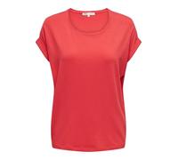 T-Shirt ONLY "ONLMOSTER - Kurzarmshirt mit Aufschlag und klassischem Look", Damen, Gr. XS (34), rot (cayenne), Jersey, Obermaterial: 75% Viskose, 20% Polyester, 5% Elasthan, unifarben, regular fit nor