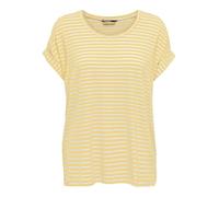 Only Kurzarmshirt ONLMOSTER STRIPE O-Neck, gestreift, Regular Fit, Viskose-Mix, Hellgelb, Gr. L