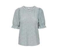Kurzarmshirt ONLY "ONLNEW SMILLA LIFE S/S PUFF TOP JRS", Damen, Gr. XL, abyss, Jersey, Obermaterial: 95% Polyester, 5% Elasthan, unifarben, regular fit normal, Rundhals, elastischer Bund, Shirts (4464