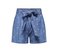 Shorts ONLY "ONLNOVA AZURE TALIA SHORTS WVN", Damen, Gr. M, N-Gr, medium blau denim aop:bow, Web, Obermaterial: 100% Baumwolle, bedruckt, regular fit kurz, Hosen Shorts, Baumwolle, regular fit, Denim