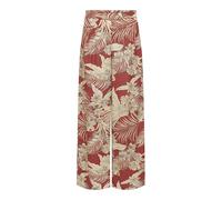 Schlupfhose ONLY "ONLPALINA LIFE LOOSE LONG PANTS PTM", Damen, Gr. S (36), N-Gr, rot (baked apple aop:lovely palm), Web, Obermaterial: 100% Viskose, gemustert, loose fit knöchellang, Hosen Schlupfhose