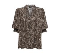 Kurzarmbluse ONLY "ONLRAYA 3/4 SHIRT WVN NOOS", Damen, Gr. S, silber mink aop:animal, Web, Obermaterial: 100% Viskose, bedruckt, modisch, regular fit, V-Ausschnitt, 3/4-Ärmel gesmokt, Blusen (57947666