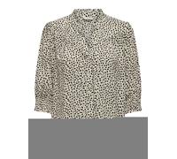 Kurzarmbluse ONLY "ONLRAYA 3/4 SHIRT WVN NOOS", Damen, Gr. M (38), cloud dancer aop:schwarz graphic dot, Web, Obermaterial: 100% Viskose, bedruckt, modisch, regular fit, V-Ausschnitt, 3/4-Ärmel gesmok
