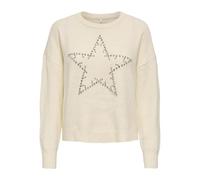 Strickpullover ONLY "ONLRENATA LS O-NECK BLING KNT", Damen, Gr. XS, silber (weißcap gray detail:silber bling), Strick, Obermaterial: 93% Polyester, 4% Wolle, 3% Elasthan, unifarben, regular fit, Rundh