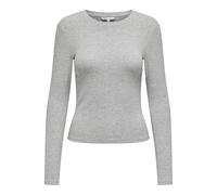 Langarmshirt ONLY "ONLRILEY O-NECK L/S TOP JRS", Damen, Gr. XS, grau (light grau melange), Jersey, Obermaterial: 96% Baumwolle, 4% Elasthan, unifarben, normal, Rundhals, Shirts Langarmshirt, Baumwollm