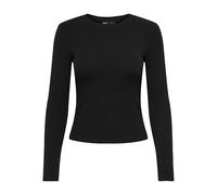Langarmshirt ONLY "ONLRILEY O-NECK L/S TOP JRS", Damen, Gr. S, schwarz, Jersey, Obermaterial: 96% Baumwolle, 4% Elasthan, unifarben, normal, Rundhals, Shirts Langarmshirt, Baumwollmischung (82092362-S