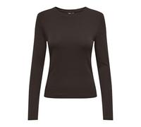 ONLY Regular Fit Langarmshirt aus Baumwoll-Mix Modell 'RILEY' in Dunkelbraun, Größe S