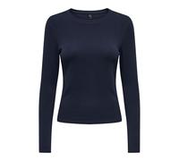 Langarmshirt ONLY "ONLRILEY O-NECK L/S TOP JRS", Damen, Gr. XL, night sky, Jersey, Obermaterial: 96% Baumwolle, 4% Elasthan, unifarben, normal, Rundhals, Shirts Langarmshirt (14803610-XL) night sky