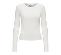 Only Longsleeve Onlriley O‑Neck – Rundhals, Cotton-Stretch – Weiß, Größe M