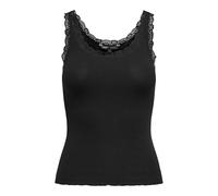 Tanktop ONLY "ONLSARA SHARAI LACE TANK TOP JRS NOOS", Damen, Gr. S (36), schwarz, Jersey, Rippware, Obermaterial: 94% Baumwolle, 6% Elasthan, unifarben, modisch, regular fit, Rundhals, ohne Ärmel, Top
