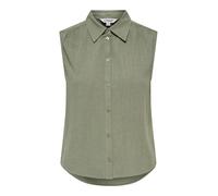 Blusentop ONLY "ONLSIESTA S/L LINEN BL SHIRT PNT NOOS", Damen, Gr. M, deep lichen grün, Web, Obermaterial: 80% Viskose, 20% Leinen, unifarben, regular fit normal, Blusen Blusentop, mit Leinen (1717393