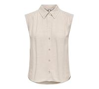 Blusentop ONLY "ONLSIESTA S/L LINEN BL SHIRT PNT NOOS", Damen, Gr. L, moonbeam, Web, Obermaterial: 80% Viskose, 20% Leinen, unifarben, regular fit normal, Blusen Blusentop, mit Leinen (15483402-L) moo