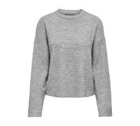 Rundhalspullover ONLY "ONLSIMONI L/S O-NECK PULLOVER KNT NOOS", Damen, Gr. S, medium grau melange, Strick, Obermaterial: 74% Polyacryl, 24% Polyester, 2% Elasthan, unifarben, regular fit normal, Rundh