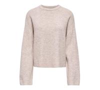 Rundhalspullover ONLY "ONLSIMONI L/S O-NECK PULLOVER KNT NOOS", Damen, Gr. L, pumice stone detail:melange, Strick, Obermaterial: 74% Polyacryl, 24% Polyester, 2% Elasthan, meliert, regular fit normal,