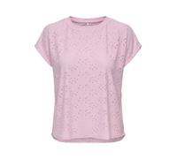 Kurzarmshirt ONLY "ONLSMILLA LIFE S/S TOP JRS NOOS", Damen, Gr. L (40), rosa (roseate spoonbill), Jersey, Obermaterial: 95% Polyester, 5% Elasthan, unifarben, regular fit normal, Rundhals, Shirts, reg