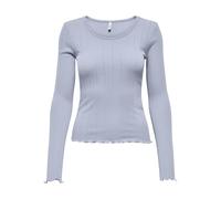 Langarmshirt ONLY "ONLTENNA O-NECK L/S TOP JRS NOOS", Damen, Gr. M, soft chambray, Jersey, Obermaterial: 50% Baumwolle, 50% Polyester, unifarben, regular fit normal, Rundhals, Shirts Langarmshirt (184