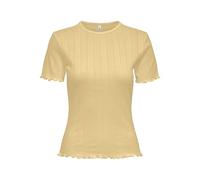 Kurzarmshirt ONLY "ONLTENNA O-NECK S/S TOP JRS NOOS", Damen, Gr. M, sunlight, Jersey, Obermaterial: 50% Baumwolle, 50% Polyester, unifarben, regular fit normal, Rundhals, Shirts (42499705-M) sunlight