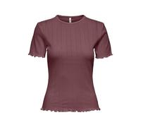 Kurzarmshirt ONLY "ONLTENNA O-NECK S/S TOP JRS NOOS", Damen, Gr. M, rose braun, Jersey, Obermaterial: 50% Baumwolle, 50% Polyester, unifarben, regular fit normal, Rundhals, Shirts (50610347-M) rose br