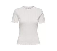 Only Top ONLTENNA O-Neck S/S Slim Fit Baumwoll-Mix Cloud Dancer Gr. S