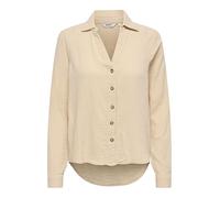 Langarmbluse ONLY "ONLTHYRA LIFE L/S REGULAR SHIRT NOOS WVN", Damen, Gr. XS, oxford tan, Web, Obermaterial: 100% Baumwolle, unifarben, regular fit hüftbedeckend, V-Ausschnitt, Blusen (97169528-XS) oxf