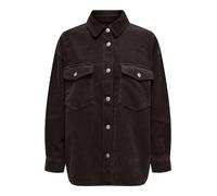 Hemdbluse ONLY "ONLTIGGY L/S CORD SHACKET PNT", Damen, Gr. S, ganache, Cord, Obermaterial: 100% Baumwolle, unifarben, oversize hüftbedeckend, Blusen Hemdbluse, Baumwolle, oversize (22146341-S) ganache