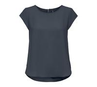 Kurzarmbluse ONLY "ONLVIC - feminines Blusenshirt in lockerer Form", Damen, Gr. 34, blau (ombre blau), Web, Obermaterial: 97% Polyester, 3% Elasthan, unifarben, regular fit Po-bedeckend, Rundhals, Blu