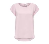 Kurzarmbluse ONLY "ONLVIC - feminines Blusenshirt in lockerer Form", Damen, Gr. 36, roseate spoonbill, Web, Obermaterial: 97% Polyester, 3% Elasthan, unifarben, regular fit Po-bedeckend, Rundhals, Blu