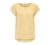 Kurzarmbluse ONLY "ONLVIC - feminines Blusenshirt in lockerer Form", Damen, Gr. 38, sunlight, Web, Obermaterial: 97% Polyester, 3% Elasthan, unifarben, regular fit Po-bedeckend, Rundhals, Blusen, regu