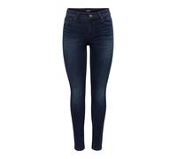 Skinny-fit-Jeans ONLY "ONLWAUW MID SK DNM BJ581 NOOS", Damen, Gr. XS (34), Länge 32, blau (dunkelblau denim), Denim/Jeans, Obermaterial: 64% Baumwolle, 31% Polyester, 3% Viskose, 2% Elasthan, Abriebef