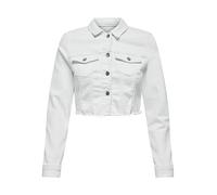 ONLY Damen Cropped Jeansjacke Langarm Denim Übergangsjacke Kurze Vintage Stretch Jacket ONLWONDER, Farben:Weiß, Größe:XL