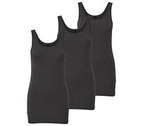 ONLY 3er Pack Damen Basic Tops Tank Top dunkel grau lang 15201465 (XS, Grau (Dark Grey Melange))