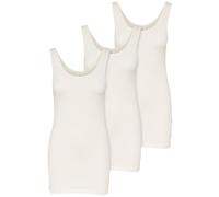 ONLY 3er Pack Damen Basic Tops Tank Top Elfenbein lang 15201465 (XL, Weiß (Cloud Dancer))