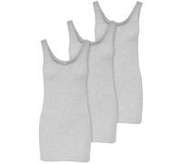 ONLY 3er Pack Damen Basic Tops Tank Top grau lang 15201465 (L, Grau (Light Grey Melange))