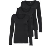 ONLY 3er Pack Damen Langarmshirt schwarz und weiß Langarm Basic Longsleeve Sommer aus 95% Baumwolle XS S M L XL 15209156